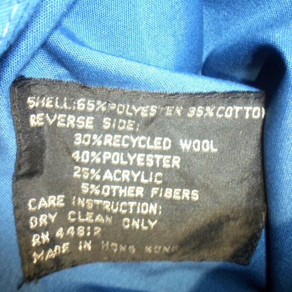 Vintage PORTRAIT Reversible Poncho Cape Blue Patchwork Plaid Print - Picture 12 of 12